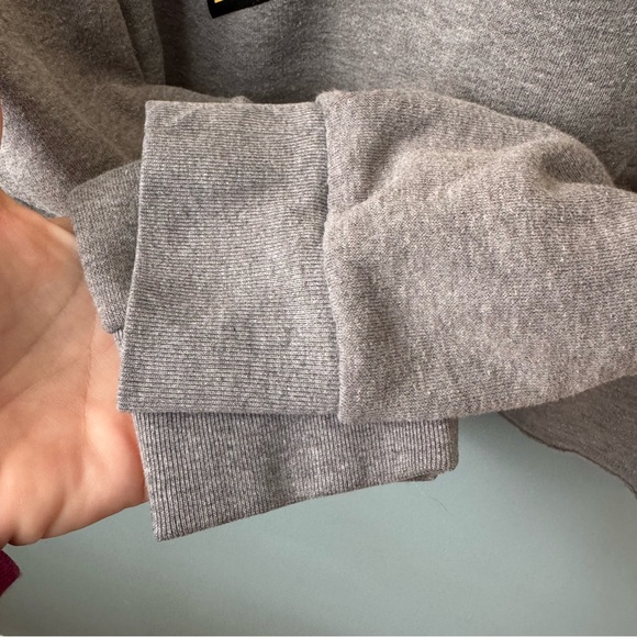 PINK Victoria’s Secret Gray and Yellow Raw Hem Hoodie Sweatshirt. Medium - Picture 6 of 11